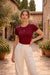 Deep Maroon Short Sleeve Ribbed Crew Neck T-shirt