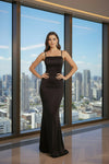 Classic Black Bodycon Maxi Dress – Sleak Square Neck Evening Gown