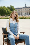 Women’s Light Blue Denim Bustier Crop Top – Button Front Structured Fit Top