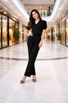 Elegant Cord Set with Cropped Shirt & Straight Pants