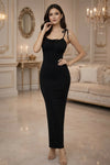 Black Spaghetti Strap Bodycon Maxi Dress