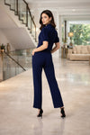 Navy Blue Button-Front Co-Ord Set for Women