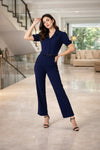 Navy Blue Button-Front Co-Ord Set for Women