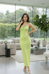 Green Sleeveless Bodycon Maxi Dress for Women | Solid Party & Evening Wear Dress