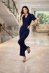 Navy Blue Button-Front Co-Ord Set for Women