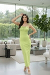 Green Sleeveless Bodycon Maxi Dress for Women | Solid Party & Evening Wear Dress