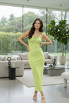 Green Sleeveless Bodycon Maxi Dress for Women | Solid Party & Evening Wear Dress