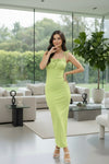 Green Sleeveless Bodycon Maxi Dress for Women | Solid Party & Evening Wear Dress