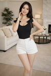 Black Shoulder-Tie Bow Detail Scoop Neck Top