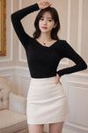Black Off-Shoulder Long Sleeve Top for Women