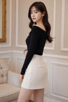 Black Off-Shoulder Long Sleeve Top for Women