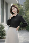 Elegant Frill Neck Button Down Shirt