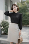 Black Ruffle Neck Button-Down Shirt for Women | Full Sleeve Solid Shirt
