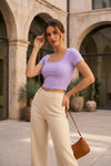 Lavender Square Neck Crop Top