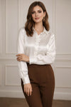 Classic White Full Sleeve Satin Shirt for Women