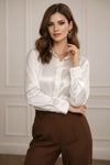 Classic White Full Sleeve Satin Shirt for Women