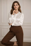 Classic White Full Sleeve Satin Shirt for Women