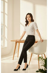 White Embroidered Button-Down Short Sleeve Top