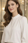 Elegant Frill Neck Button Down Shirt