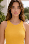 Mustard Yellow Ribbed Crop Top for Women