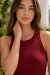 Maroon Ribbed Crop Top for Women