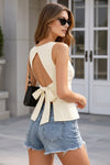 Elegant Ivory Bow-Back Sleeveless Top for Women