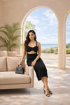Black Cut-Out Bodycon Midi Dress for Women | Elegant Party & Evening Wear