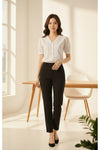 White Embroidered Button-Down Short Sleeve Top