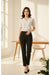 White Embroidered Button-Down Short Sleeve Top