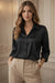 Women’s Satin Finish Black Shirt – Classic Button-Down Elegant Formal Top
