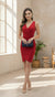 Red V-Neck Sleeveless Ruched Bodycon Dress - GARMENT2FASHION