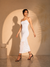 White Ruched Mesh Bodycon Maxi Dress