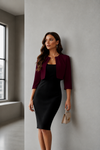 Wine Open Front Cropped Shrug for Women
