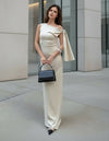 Off-White Maxi Dress Ruched Off Shoulder Bodycon - GARMENT2FASHION