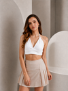 White Halter Tie Back Crop Top for Women