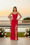 Crimson Elegance Ruched Maxi Dress for Women