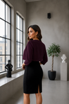 Deep Wine Plum Open Front Cropped Shrug