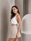 White Halter Tie Back Crop Top for Women