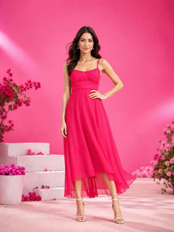 Hot Pink Flowy Cami Maxi Dress
