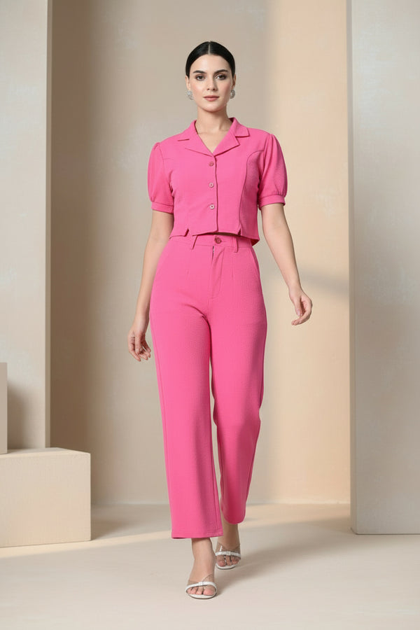 Pink Women Co-ord Set Two Piece Style - GARMENT2FASHION