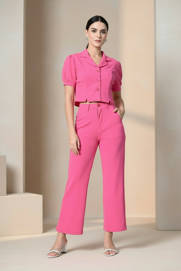 Pink Women Co-ord Set Two Piece Style - GARMENT2FASHION
