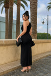Black One Shoulder Ruched Dress
