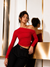 Red Off-Shoulder Ruched Full Sleeve Crop Top