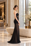 Midnight Muse Rosette Mesh Maxi Dress