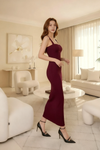Wine Bodycon Maxi Dress for Womens