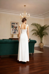 White Ruched Cut-Out Slit Maxi Dress