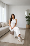 White Sleeveless Side Slit Bodycon Maxi Dress for Women