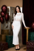 White Sheer Mesh Ruched Maxi Dress