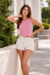 Women Ribbed Sleeveless Crop Top Slim Fit