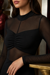 Black Sheer Mesh Bodycon Maxi Dress